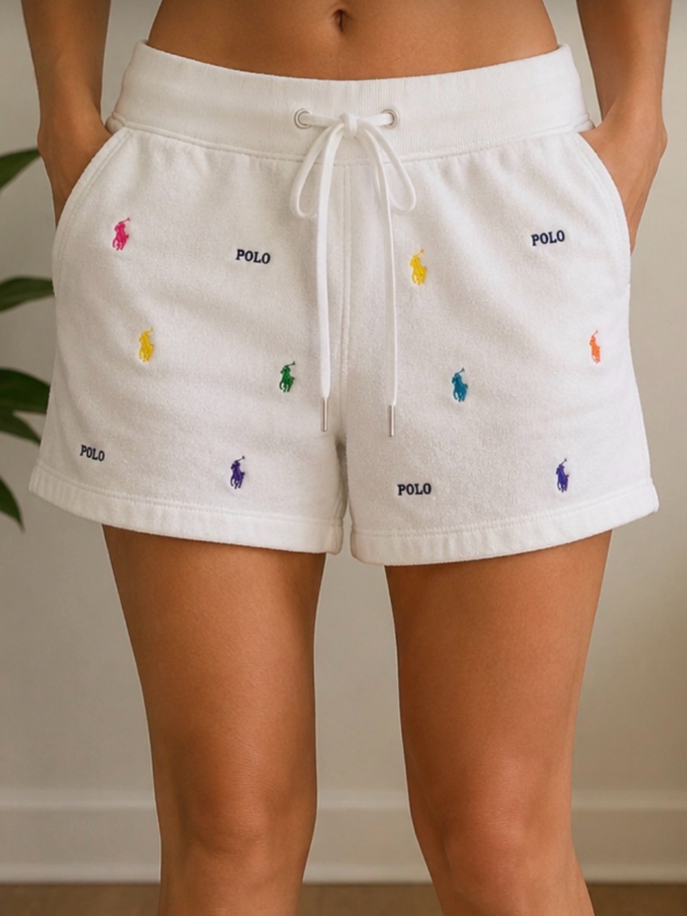 Polo Ralph Lauren Allover Embroidered Multi-Colored Pony Shorts Size Large